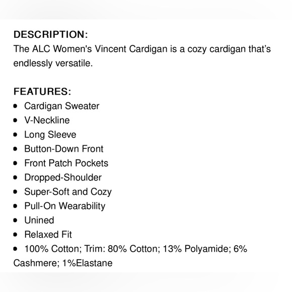 NEW!! ALC Cream Vincent Cardigan Sweater, L - Picture 17 of 17